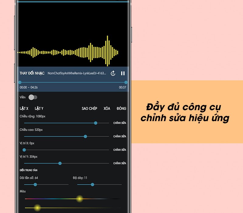 Đầy đủ công cụ chỉnh sửa hiệu ứng