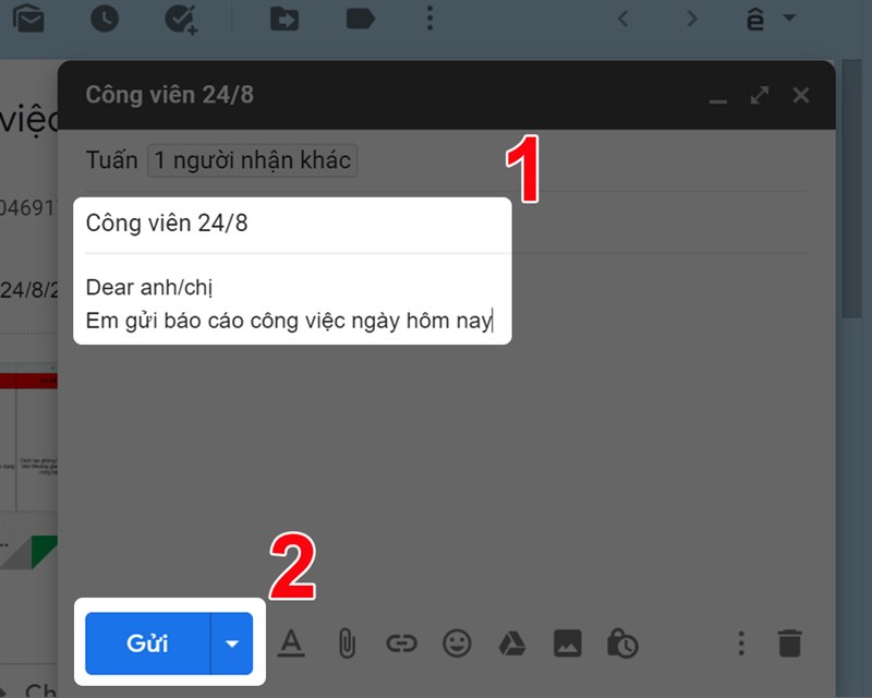 Hoàn thành nội dung email và gửi