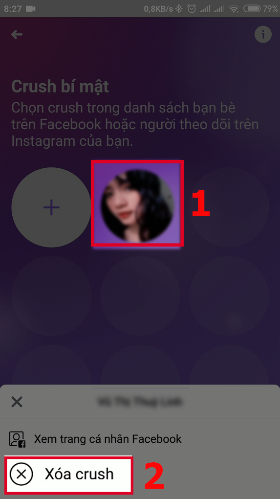xóa crush bí mật