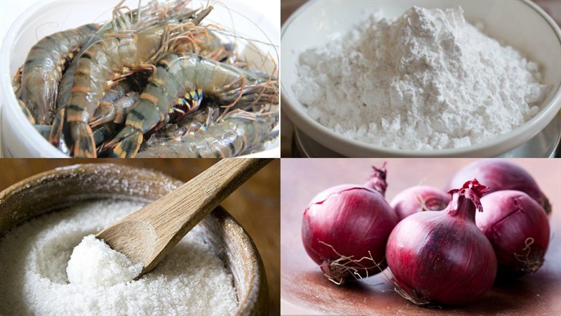 Nguyên liệu món ăn bánh bột lọc tôm chiên giòn