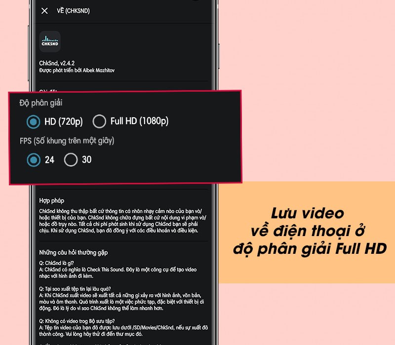 Lưu video về điện thoại ở độ phân giải Full HD