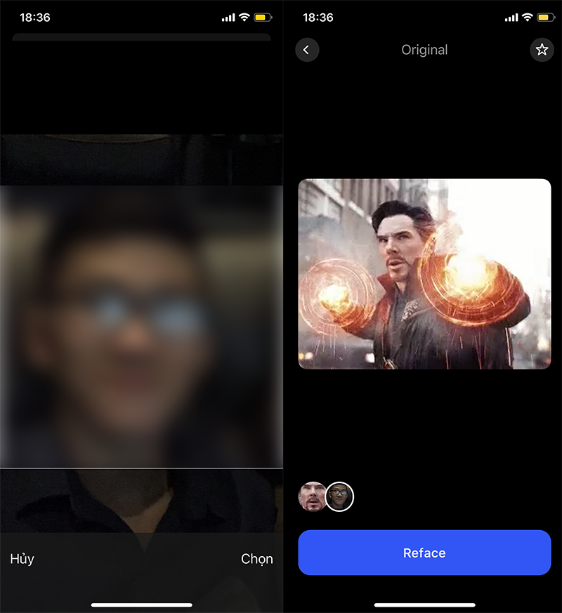  ghép mặt vào video bằng ứng dụng Reface