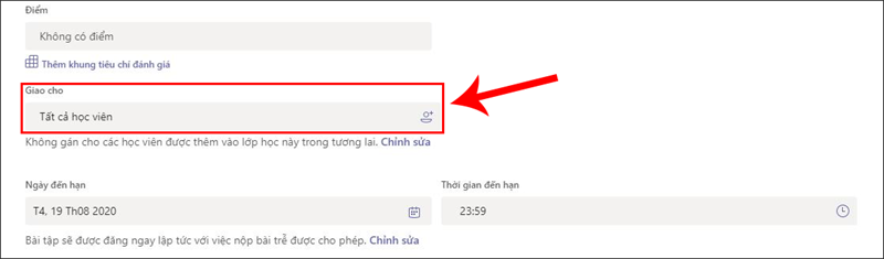 Giao bài cho học viên