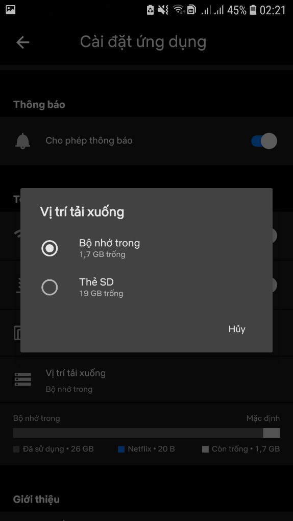 Chọn Vị tr&iacute; tải xuống