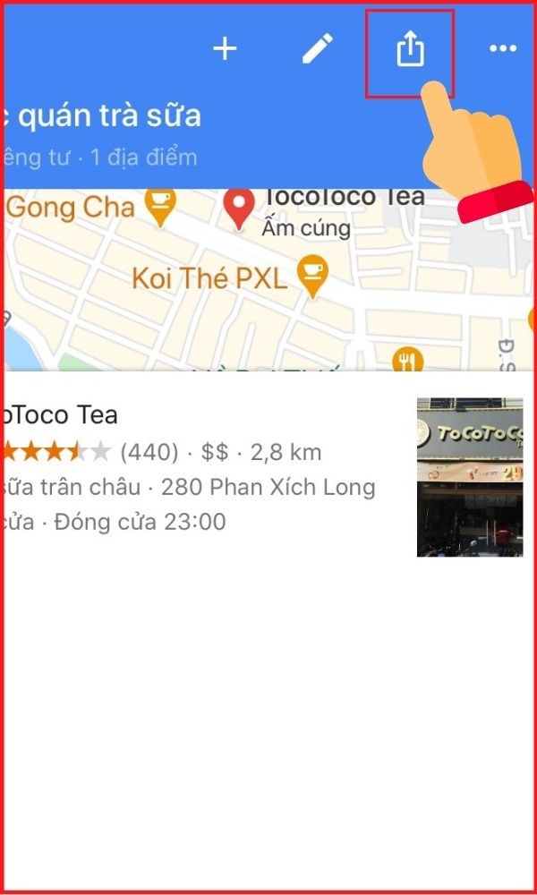 B5 Cách tạo, lưu và chia sẻ địa điểm yêu thích trên Google Maps trên điện thoại 