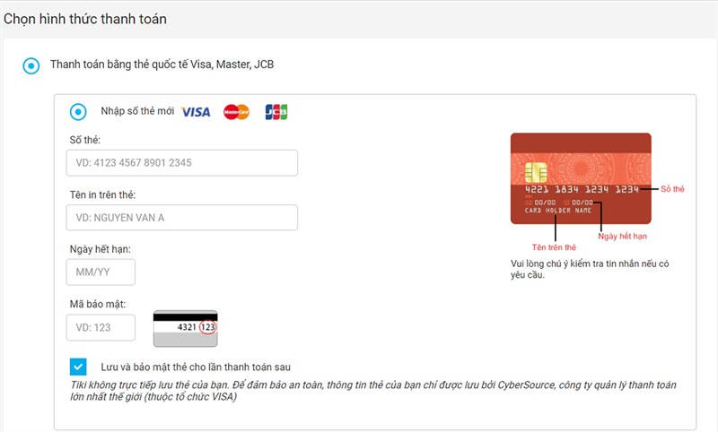 thanh to&aacute;n bằng thẻ quốc tế Visa, Master, JCB
