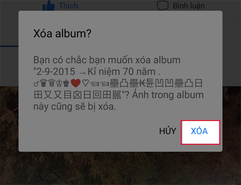 Chọn xóa