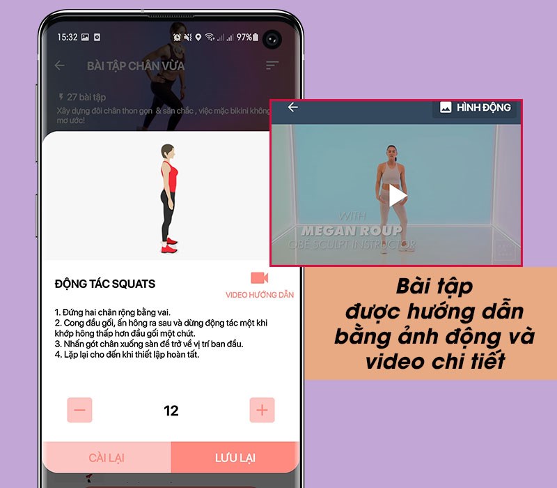 Bài tập được hướng dẫn bằng ảnh động và video chi tiết