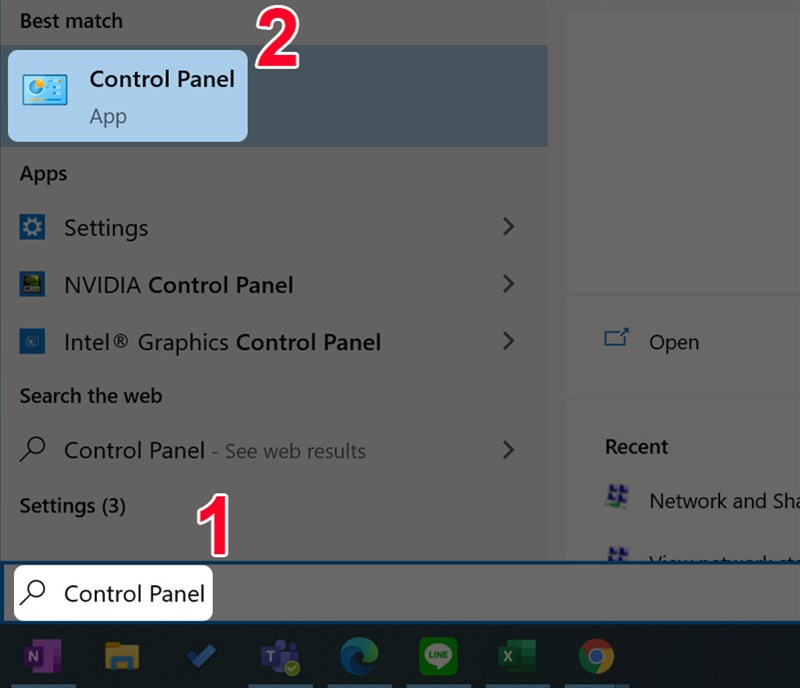 Cách mở Control Panel bằng cách sử dụng công cụ tìm kiếm