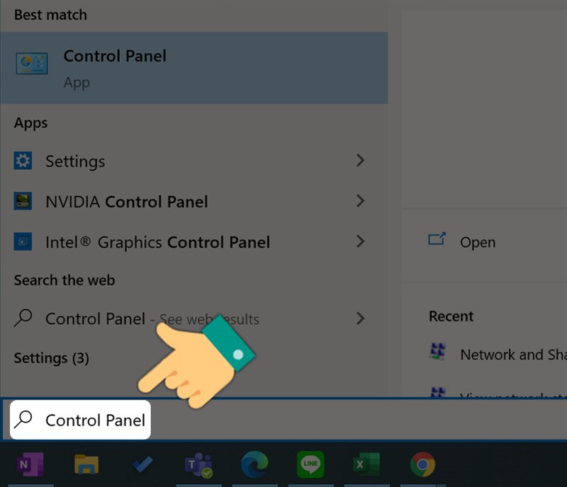 Gõ tìm kiếm Control Panel