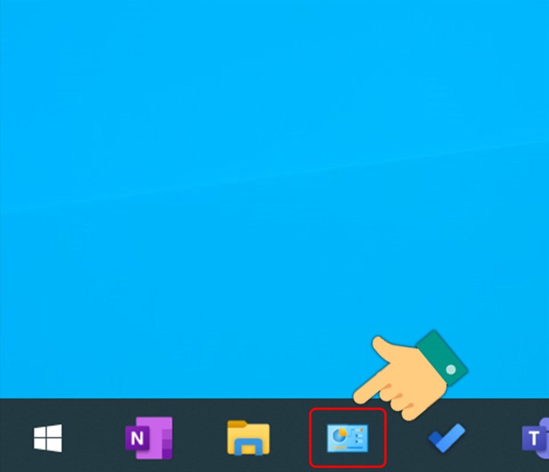 Nhấn vào biểu tượng Control Panel ở thanh Taskbar.