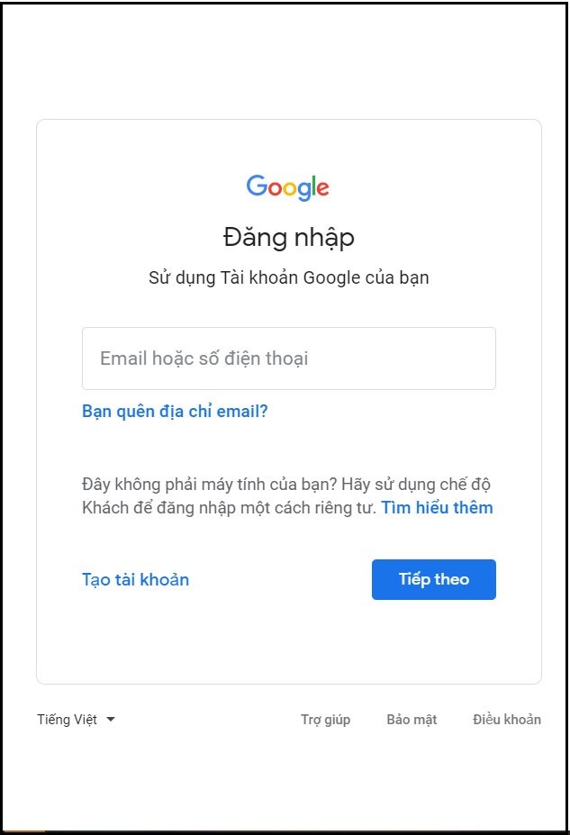 đăng nhập gmail trên máy tính