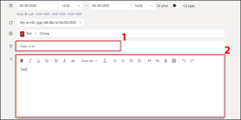 Thêm Vị trí họp > Mô tả