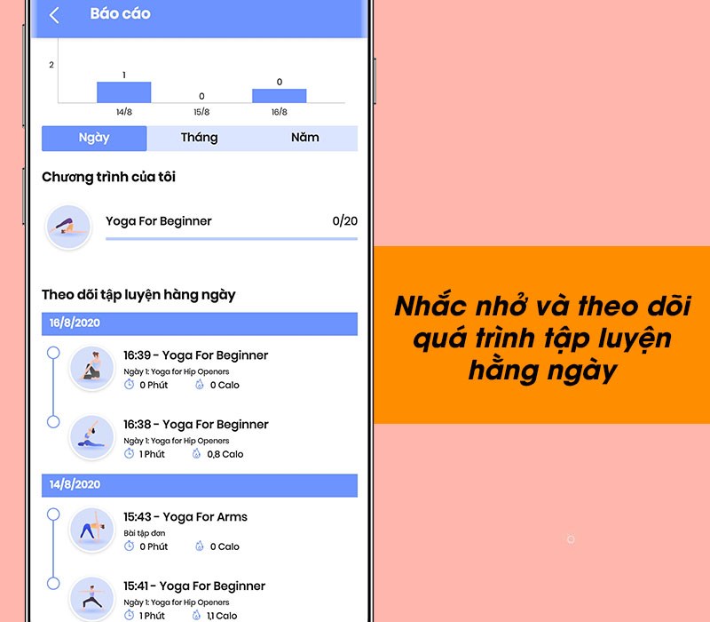 Nhắc nhở v&agrave; theo d&otilde;i qu&aacute; tr&igrave;nh tập luyện hằng ng&agrave;y