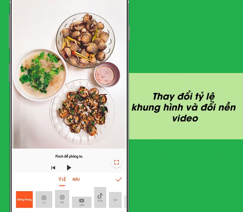 Thay đổi tỷ lệ khung h&igrave;nh v&agrave; đổi nền video