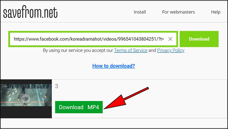 Tải video tr&ecirc;n facebook bằng web savefrom.net