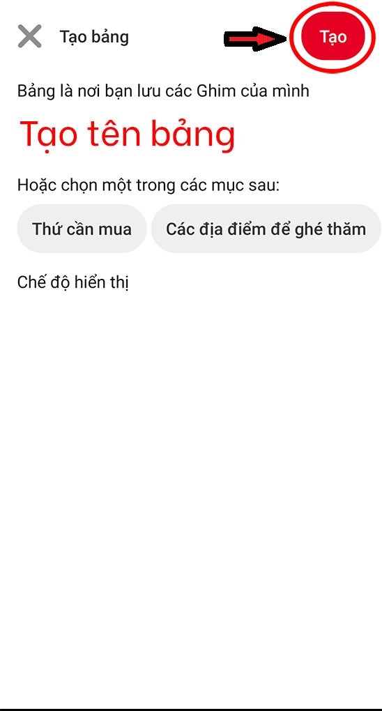 Đặt tên cho Bảng của bạn