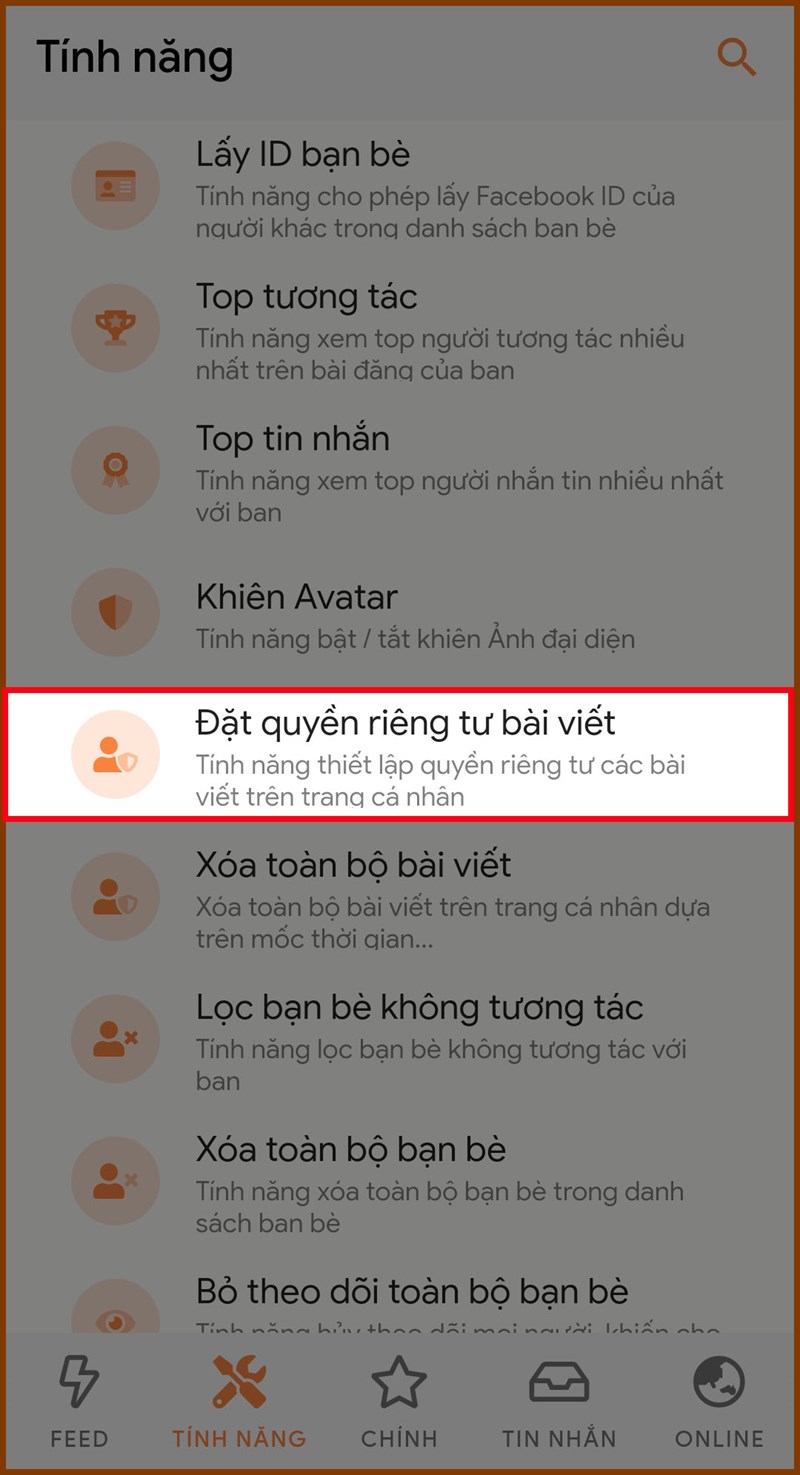đặt quyền riêng tư bài viết
