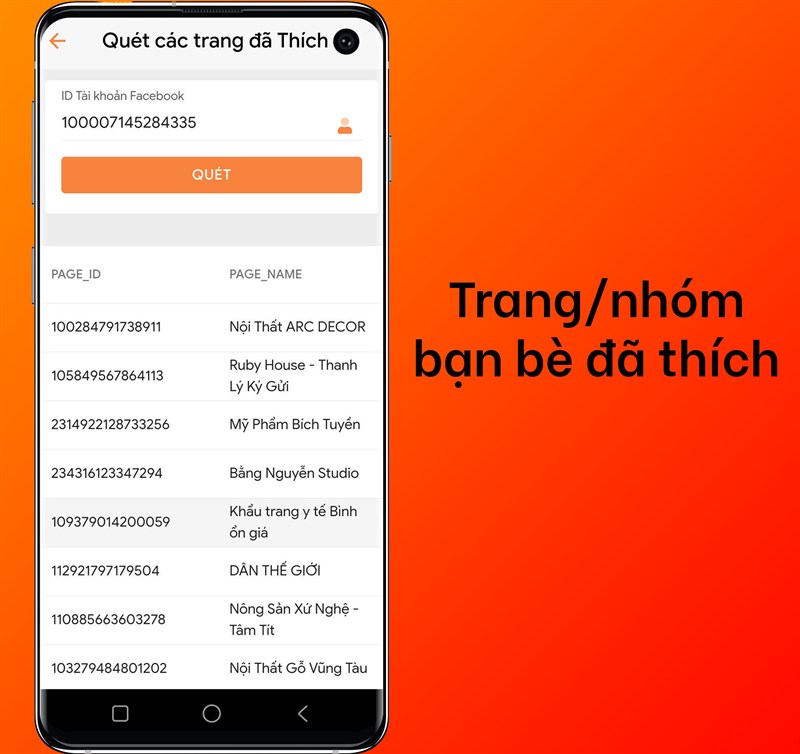 trang nhóm bạn bè đã thích