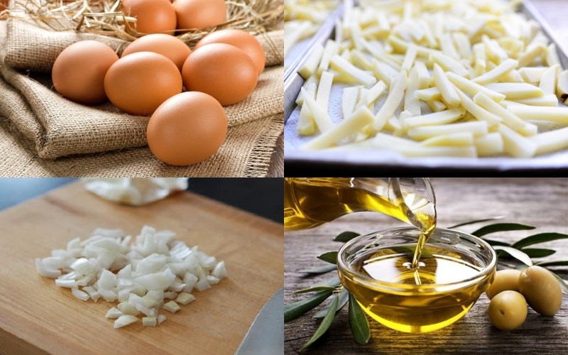 Nguyên liệu món ăn trứng chiên kiểu tây ban nha