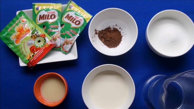 Chuẩn bị nguyên liệu làm thạch milo cube