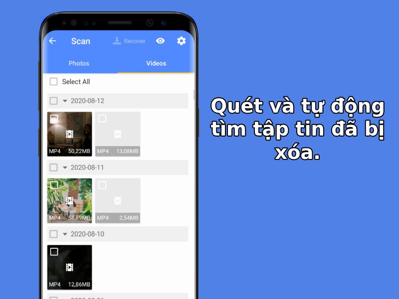 Quét và tự động tìm tập tin đã bị xóa.