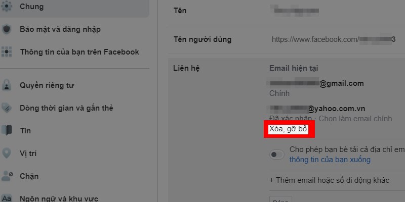 Muon xoa đăng ký facebook từ gmail