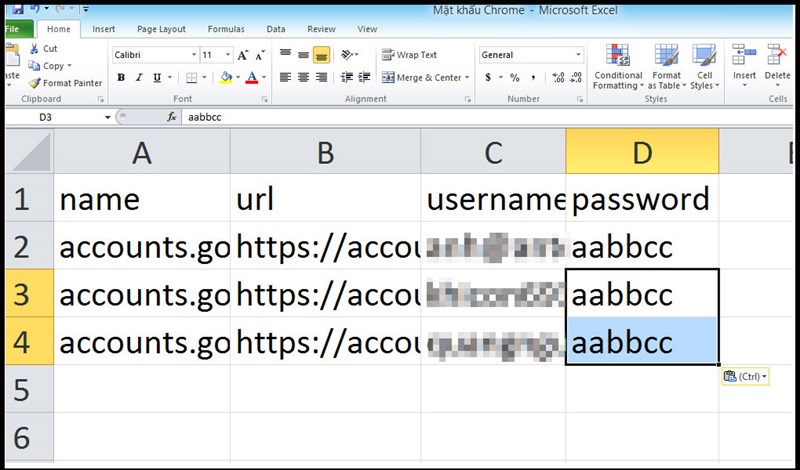 Xuất file Excel mật khẩu Gmail trên Google Chrome
