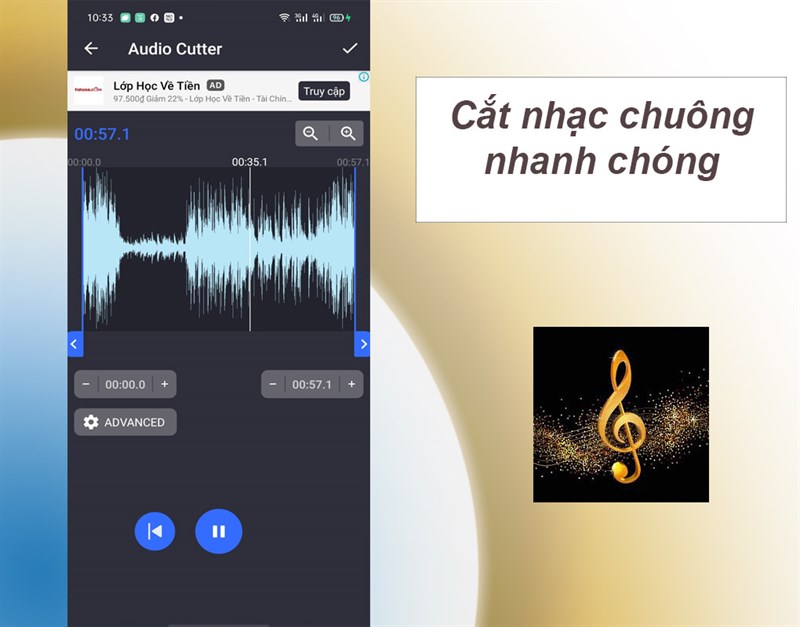 Cắt nhạc trong c&aacute;c tệp nhạc nhanh trong v&agrave;i gi&acirc;y
