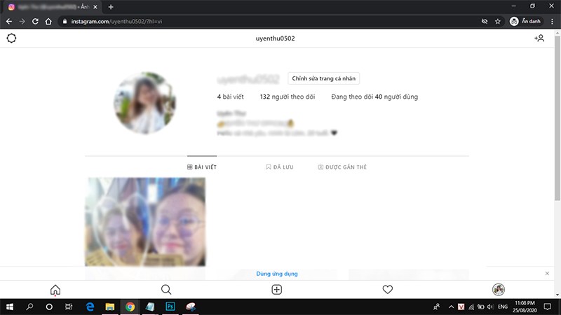 Đăng nhập v&agrave;o Instagram.