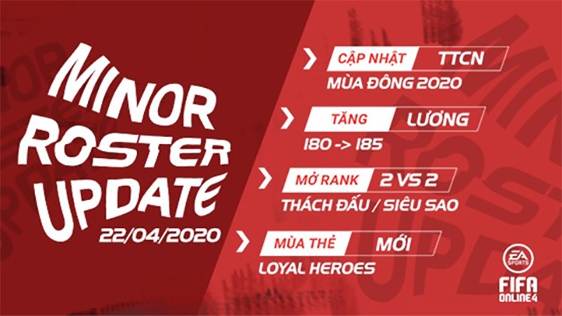FIFA ONLINE 4 - Chi tiết bản Minor Roster Update 22/04/2020