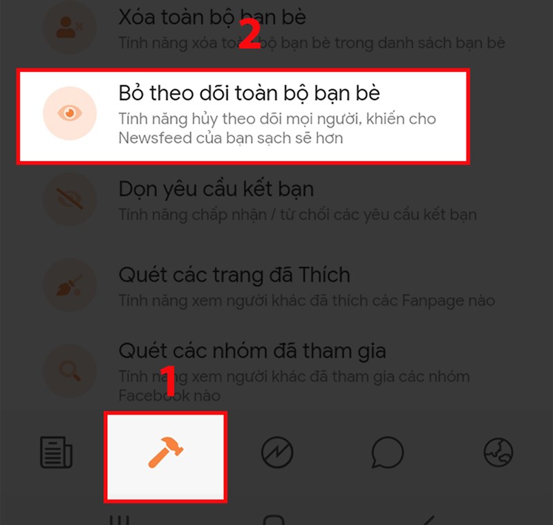 Đăng nhập Monokai Toolkit và chọn bỏ theo dõi toàn bộ bạn bè