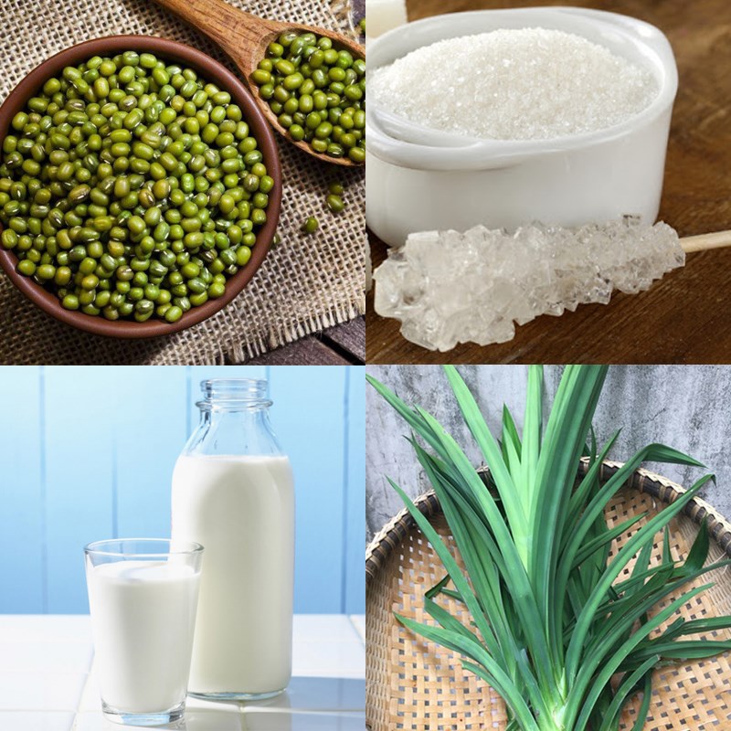 Các nguyên liệu món nạp năng lượng sữa đỗ xanh sử dụng máy xay sinch tố