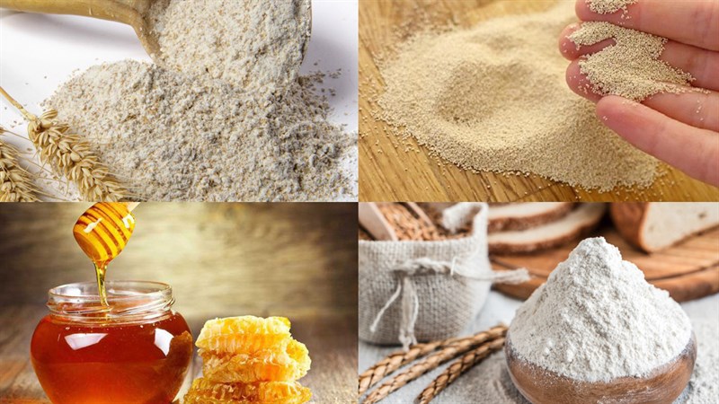 Nguyên liệu làm bánh mì mật ong từ bôt nguyên cám