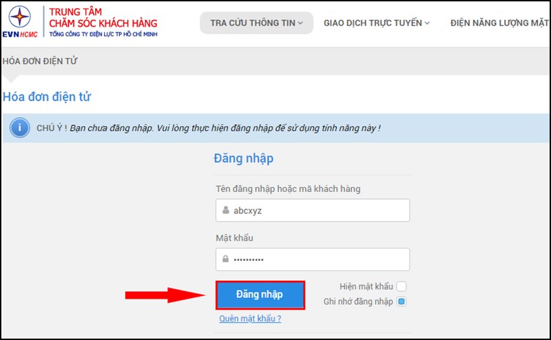 Hướng dẫn tra cứu hoá đơn, chỉ số tiêu thụ điện hàng tháng