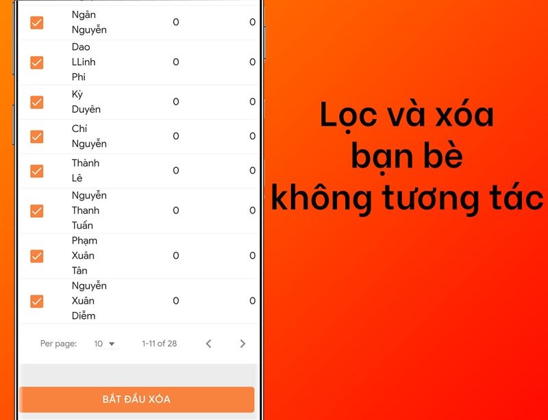 Lọc bạn bè ít tương tác