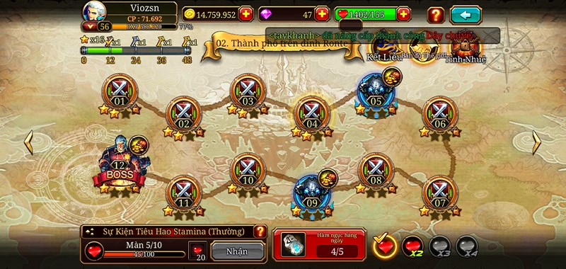 V&ocirc; số cửa ải của chế độ cốt truyện