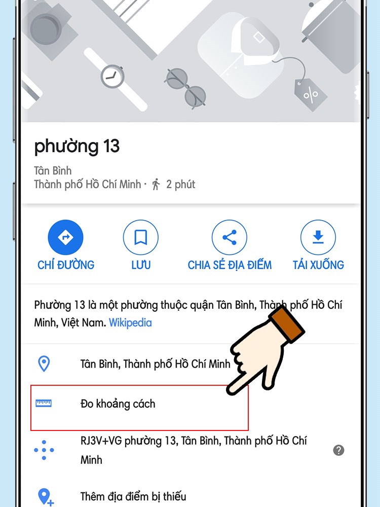 Chọn đo khoảng cách.