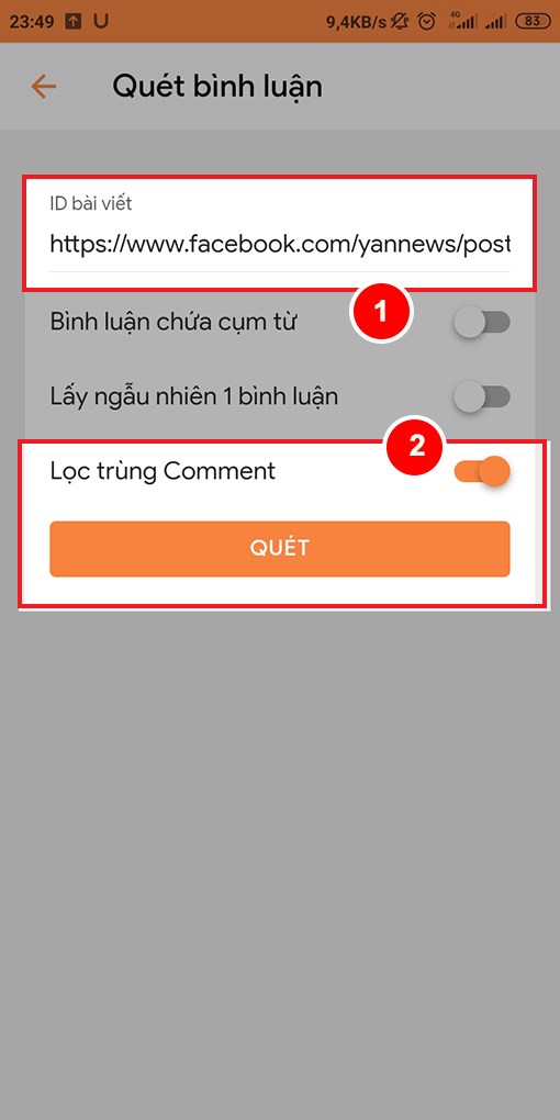 Lọc bình luận bị trùng trong một bài viết