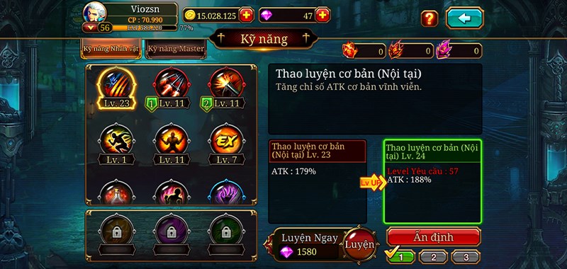 Bộ trang bị kỹ năng của một trong 18 dũng sĩ