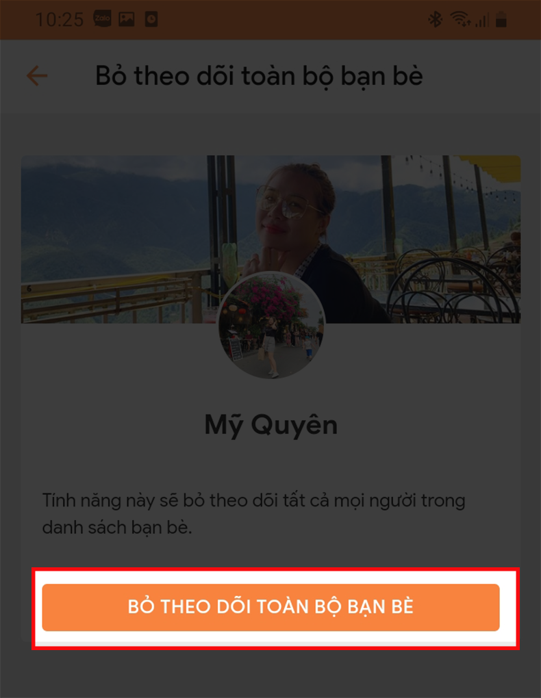 Chọn Bỏ theo dõi toàn bộ bạn bè