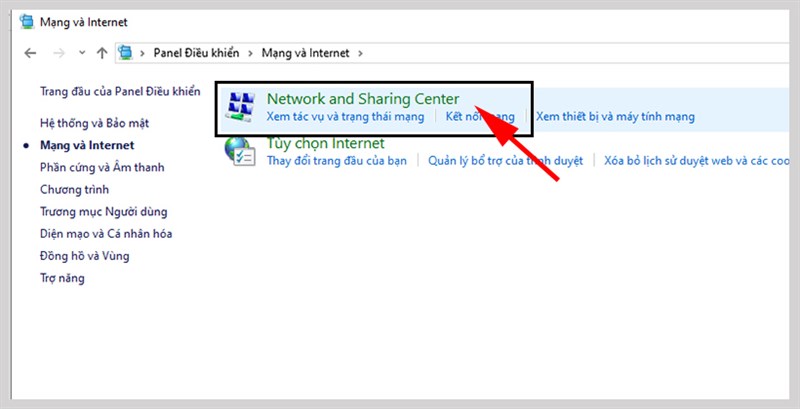 netword and sharing center