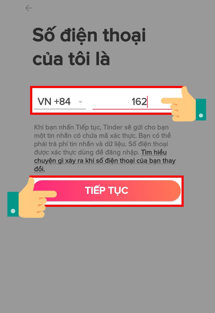nhập số điện thoại
