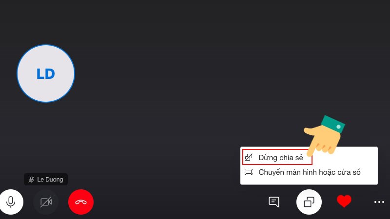 Để tắt chế độ chia sẻ bạn chọn lại vào biểu tượng 2 ô vuông chia sẻ > Chọn dừng chia sẻ.