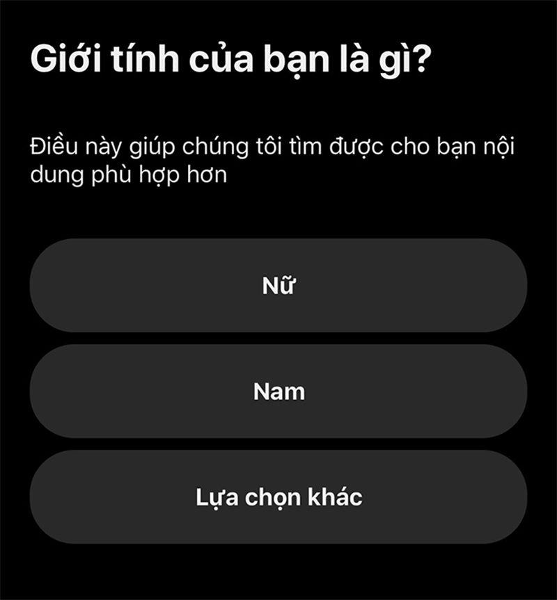 Chọn giới tính