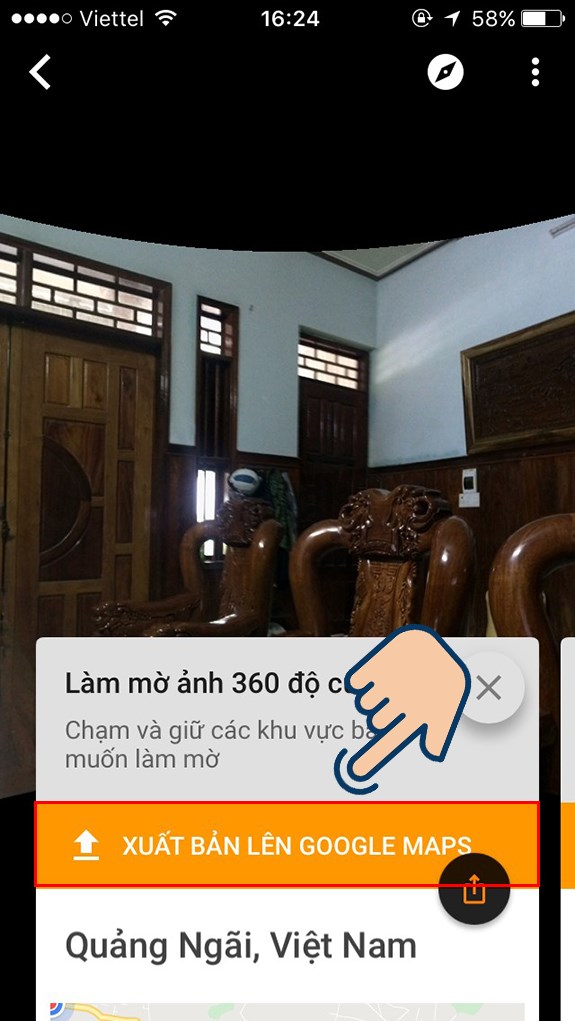 Chọn Xuất bản lên Google maps.