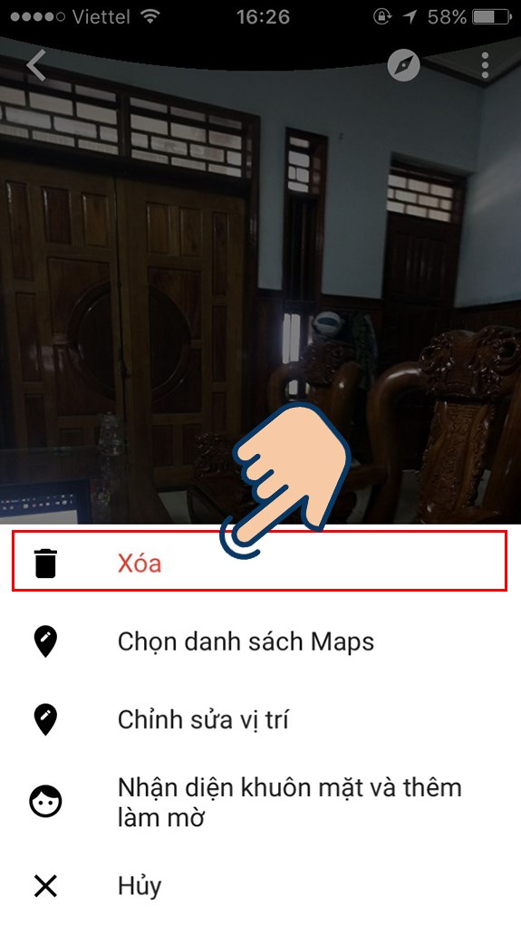 Chọn Xoá để xoá ảnh.