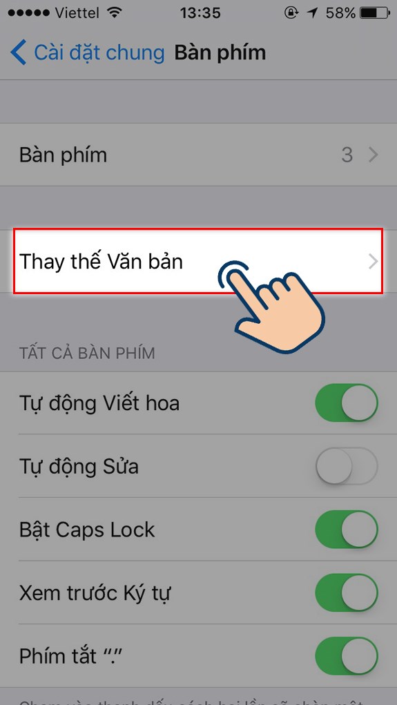 chọn vào Thay thế văn bản.