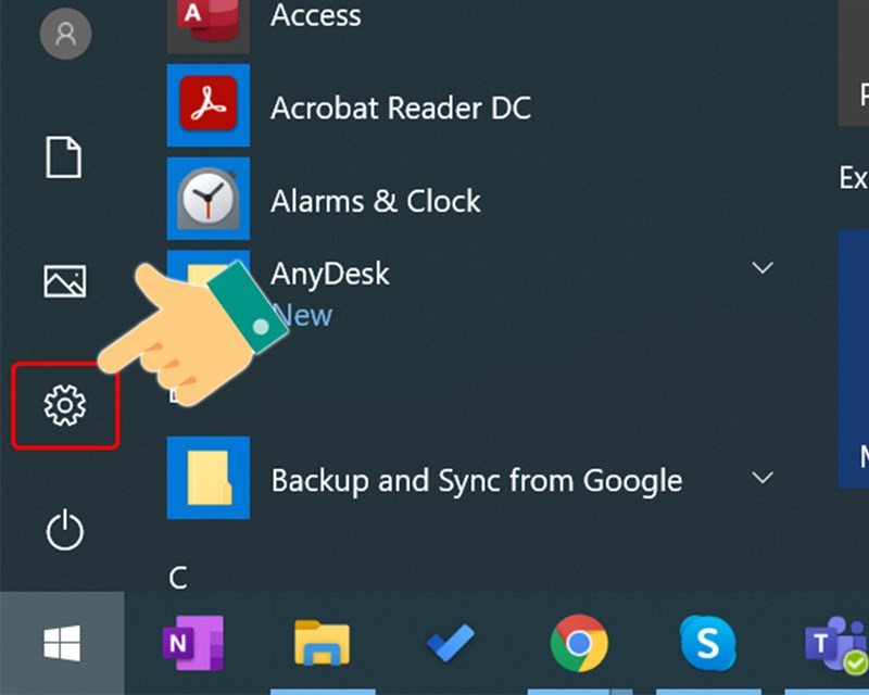 Mở cài đặt trên máy tính Windows 10