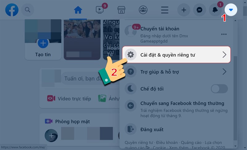 Cài đặt quyền riêng tư.